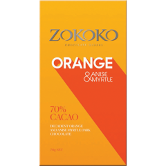 Orange Myrtle Chocolate, 70 Percent Dark Chocolate Bar – Zokoko