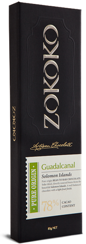 Zokoko Bean to Bar Chocolate in premium 85g packaging - Guadalcanal 78% Cacao Dark Chocolate