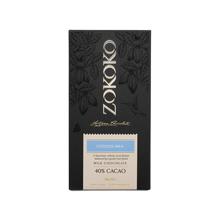 Load image into Gallery viewer, Zokoko Bean to Bar Milk Chocolate in premium 70g dark coloured packaging, label Goddess Milk 40% Cacao Milk Chocolate
