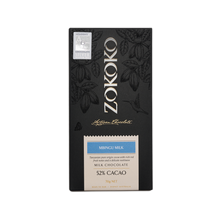 Load image into Gallery viewer, Zokoko Bean to Bar Chocolate in premium 70g dark boxed packaging and label Mbingu 52% Cacao Milk Chocolate
